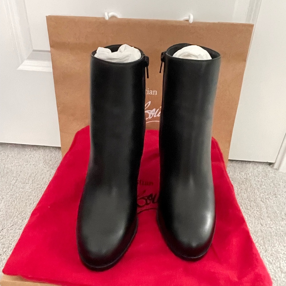 Christian Louboutin Adox black leather boot for sale.